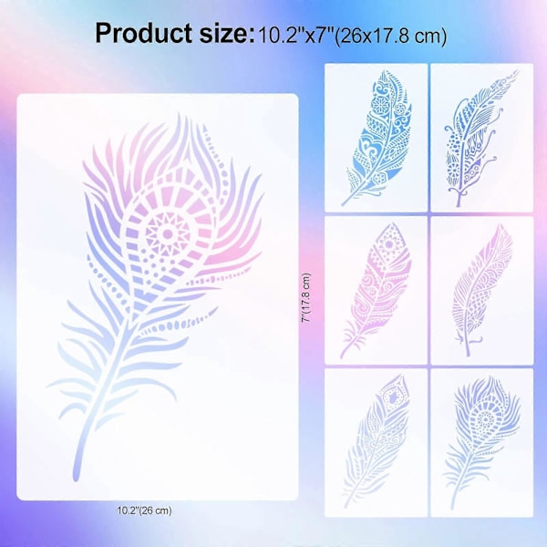 6 kpl Mandala Sulka Sapluunoita Maalaamiseen Puulle (26x17,8cm)