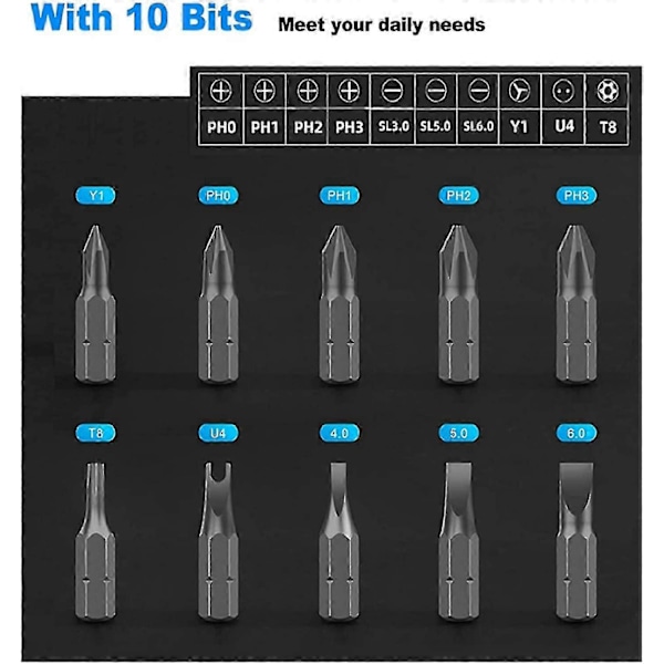 11 I 1 Multi-bit Skruetrækker, Skruetrækkersæt, Magnetiser, Teleskopisk Skruetrækker Med Magnetisk Skralde Hex Socket Til DIY, Husholdningsapparater, Tomotiv