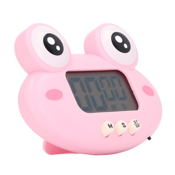 Tecknad digital timer ABS bärbar lättanvänd söt tecknad timer för köksmatlagning rosa groda