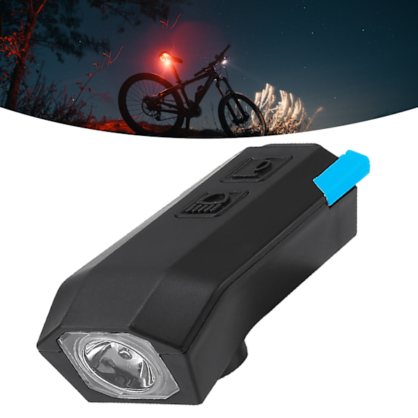 Sykkellys med hornfunksjon USB oppladbar LED frontlykt tilbehør for sykling om natten Blå