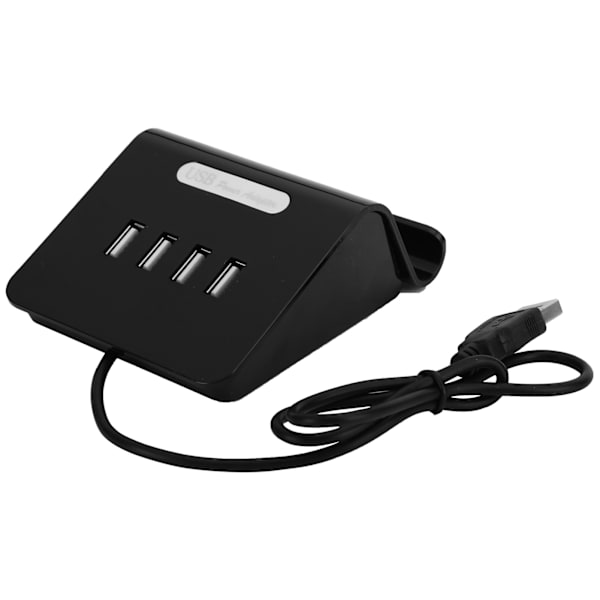 4-portars USB-hubb splitter strömadapter med telefonhållare för Android/IOS mobiltelefon bärbar dator svart