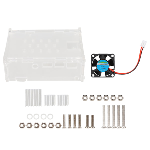 Akrylhus med 5V kylfläkt 3 kylflänsar kamerahållare monteringshål för Raspberry Pi 4B