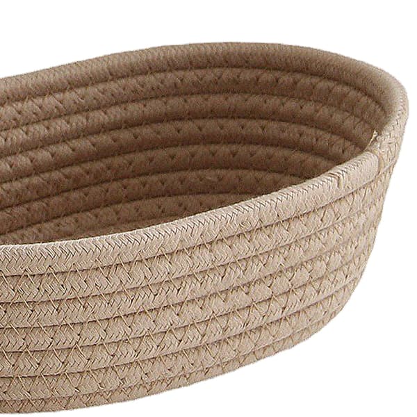 3 st skrivbordsförvaringskorg oval organizer bomullsrep handvävd för smink snacks khaki