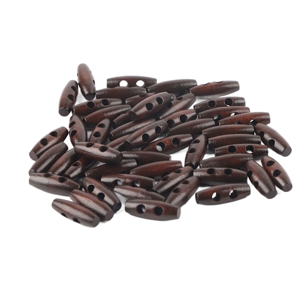 200 st träknappar 2-håls DIY mörk kaffe olivform klädtillbehör 30 mm