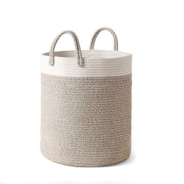 Vævet Kurv Reb Opbevaringskurve - Høj Bomuldskurv 40 x 45 cm, Vasketøjskurv til Tæppe, Børnelegetøj, Vasketøjskurv til Børneværelset