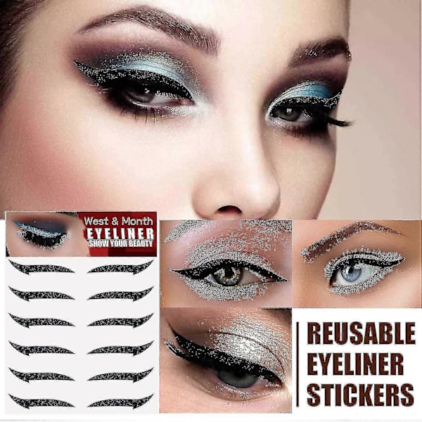 Självhäftande Eyeliner Sticker Dubbel Ögonlocks Sticker Scen Smink Ögonmakeup Sticker Svart