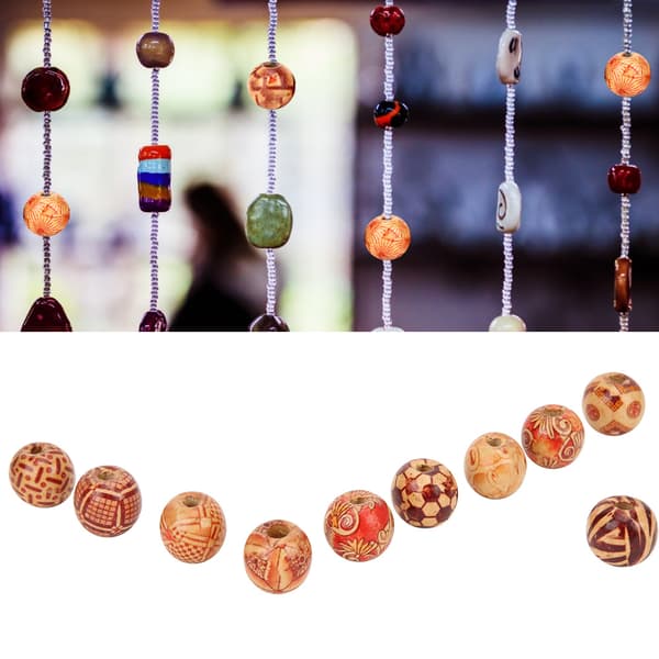 200 stk. 16 mm runde træperler malede perler perlearbejde DIY tilbehør til smykker armbånd