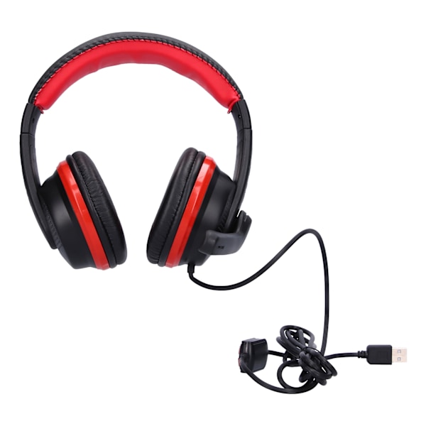 GT-91 Gaming Headset med kabel, USB-spillhodetelefoner med mikrofon og myke øreputer for PC