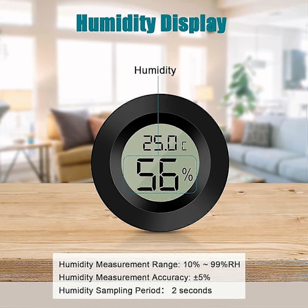2-pack Hygrometer Termometer Digital LCD-skärm Utomhus Fuktighetsmätare för Inomhus/Utomhus Luftfuktare Avfuktare Växthus Källare Barnrum, Bl