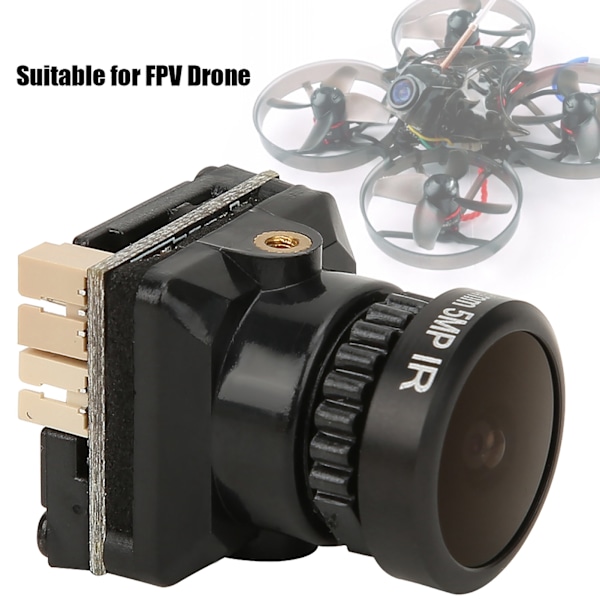 FPV-kamera i høj opløsning 1080P 2,3 mm objektiv OSD til FPV Quadcopter Drone Sort
