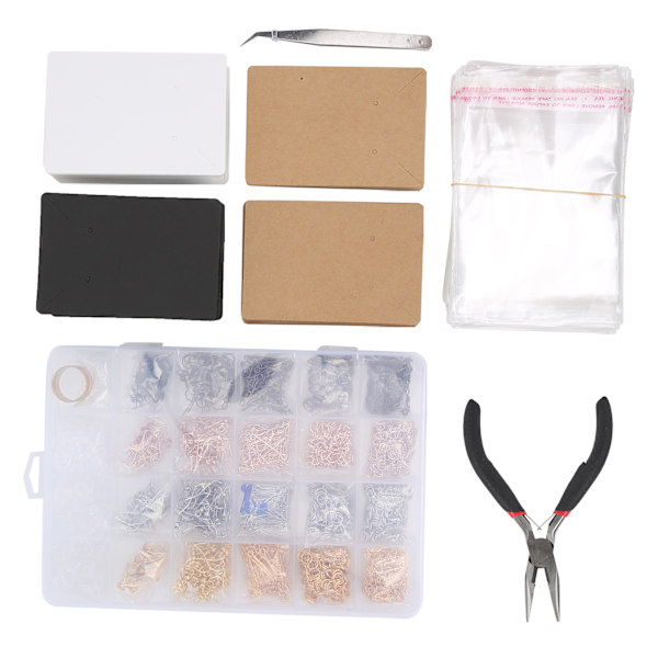 3663 st DIY örhänge gör kit tillbehör display kort krokar delade ringar stift med förvaringsväskor