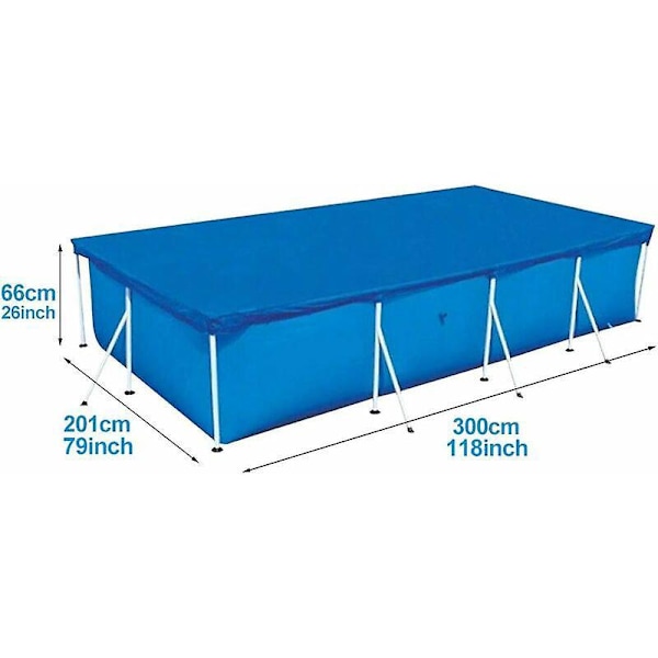 Rektangulært rørformet pooloverdækning, rektangulær swimmingpool overdækning, rørformede pools bobleoverdækning, regnslag - Blå (300X200CM)