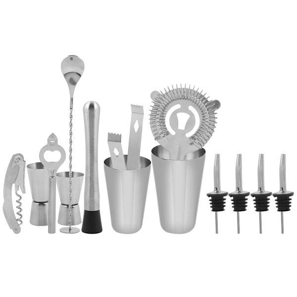 14 stk. rustfrit cocktail shaker mixer drikker drikkeværktøj bar gave (600, 450 ml)