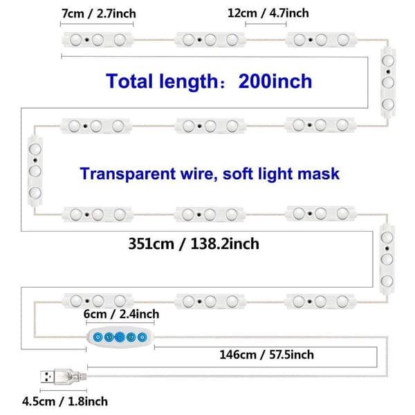 LED Spejllys Dæmpbar Spejlbelysning med 45 LED'er DIY Make-up Lys til Sminkebord USB Make-up Spejllys
