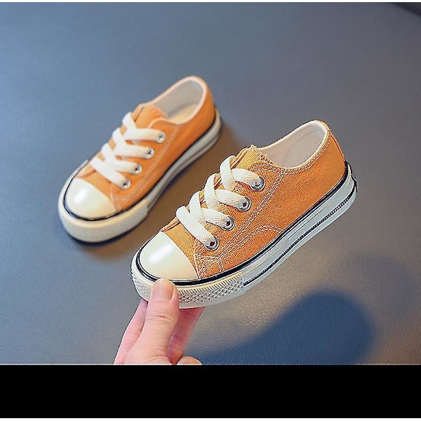 Moderne Børnehvide Lærredssneakers - Alsidige Forårs-/Efterårs-Fritidssko til Drenge med Gratis Forsendelse30 Gul