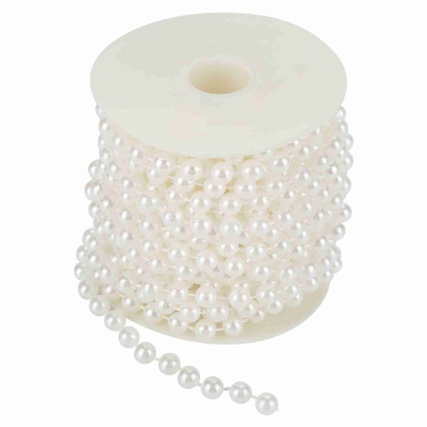 10m/rulle Slipning av pärltrådspärlor Garlandsnöre Gör det själv bröllopsdekoration 8 mm (vit)
