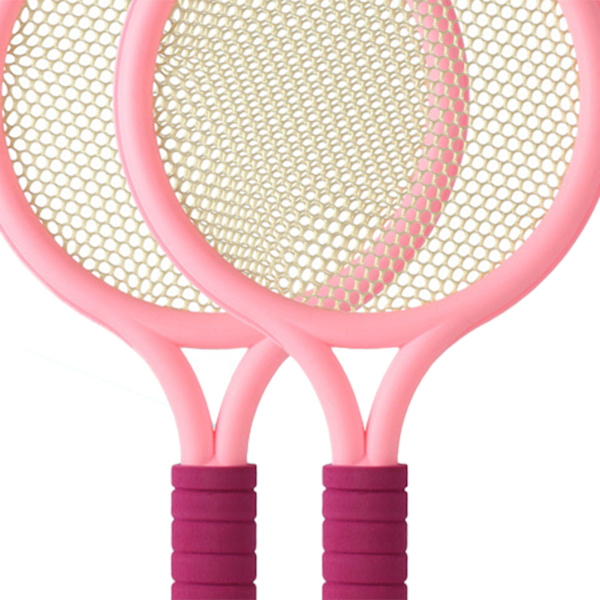 Badmintonsett for barn - forbedrer koordinasjon - tennisracketer for utendørs hagespill - rosa