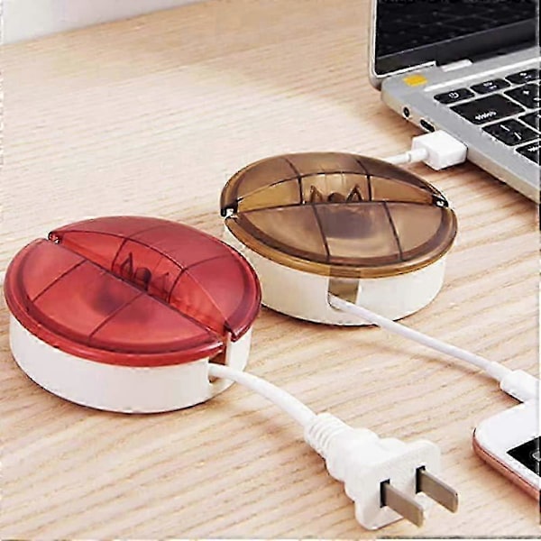 4 stk. Kabeloppruller Ledningsorganisator Uttrekkbar Kabeloppruller Bærbar Lader Ledningsholder Uttrekkbare Kabeltromler Liten Opprullerkasse for USB-kabel Headset