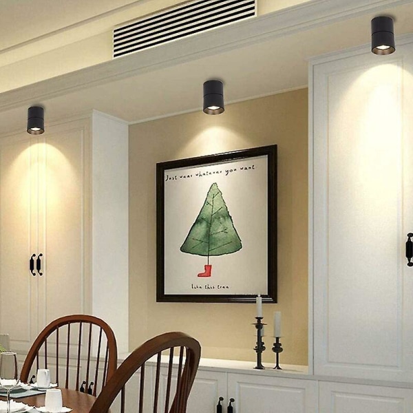 Justerbar vinkel LED-svängbar spotlight takdownlight - 7W varmvit (3000K), svart 7*10cm