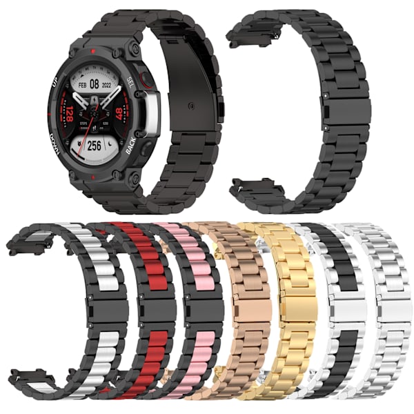 Solid rustfrit stålrem kompatibel med Amazfit T-Rex2 erstatningsremme metalurrem