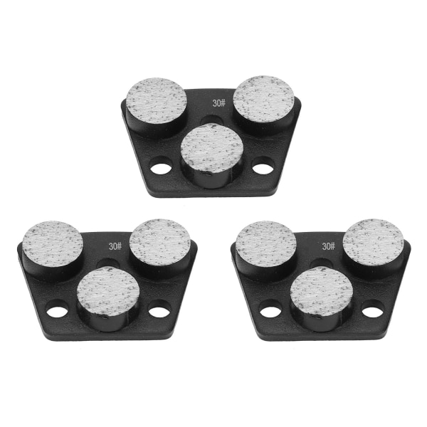 3Pcs Diamond Grinding Shoes Trapezoid Concrete Aggreesive Cutting 3 Cylindrical Teeth Black 30#