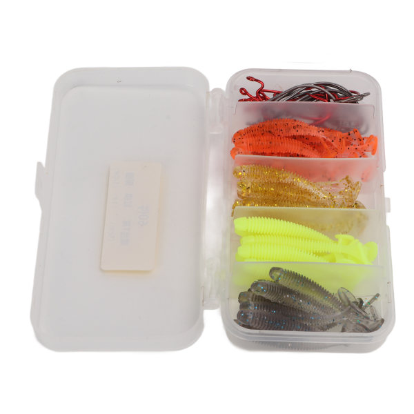 60 st/kartong Soft Bait Fishing Lures Kit med rostfria vevkrokar Artificiell T Tail PVC Soft Lure Baits för basfiske5cm