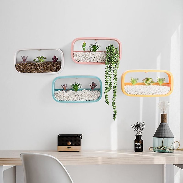 Ekovänlig väggkruka i plast för hemmet - Blå (30 cm x 15 cm x 6 cm)