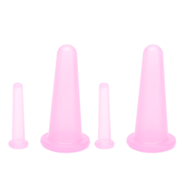 4st set Massageterapikoppar Bekvämt Praktiskt Kompakt Lättvikt Mjukt Flexibelt Rengörbart ansiktsmassageapparat Rosa