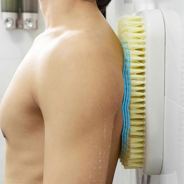 Väggmonterad Ryggskrubbare för Dusch, Stor Exfolierande Borste för Dusch, Badskrubbsborste, Handsfree Ryggborste & Kroppsskrubbare