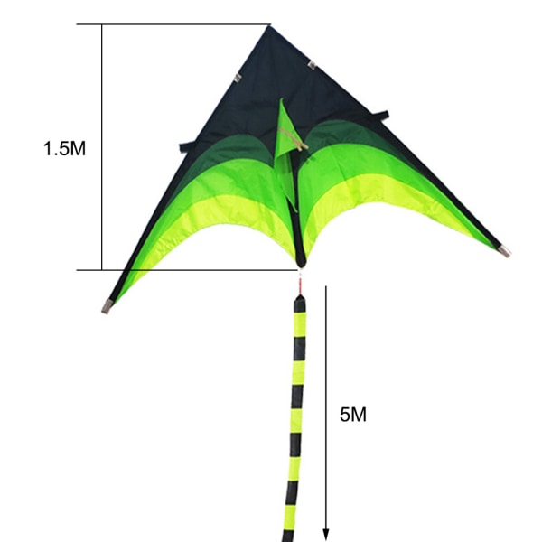 Delta Kite 1,6 m let at flyve bærbar klassisk trekantdrage til voksne børn Begyndere Grøn