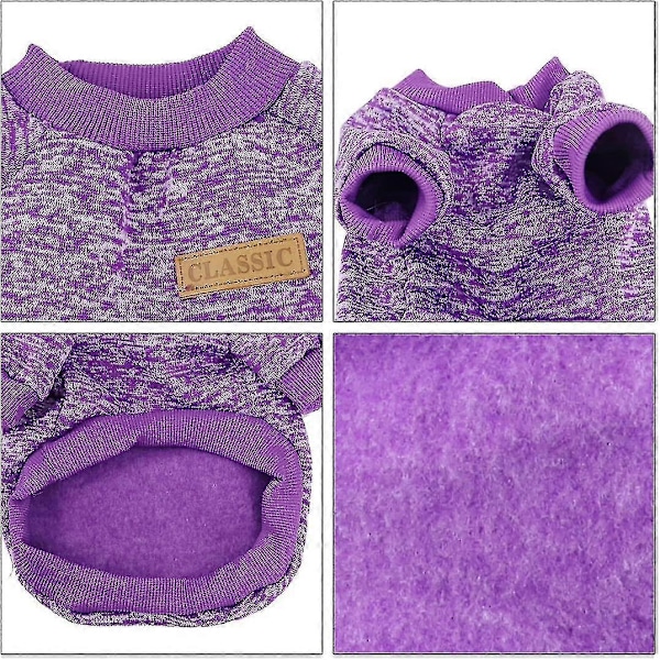 Strikket sweater til kæledyrshund, tyk og varm, vintertøj til kæledyrshund og kat, Zekai lilla 2XL