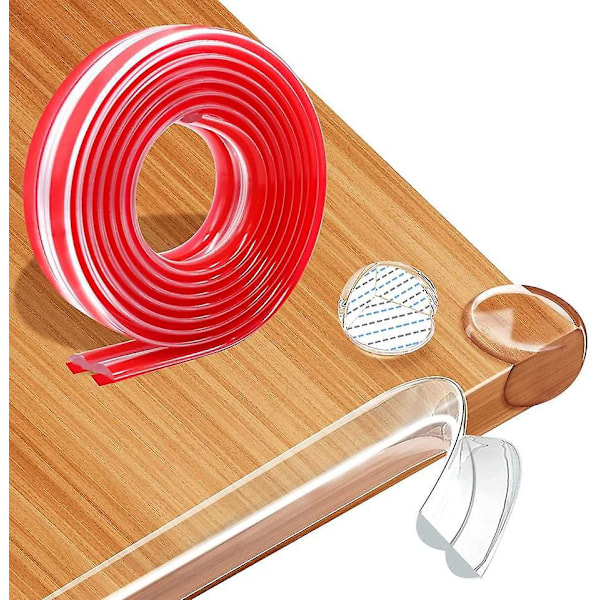 Hjørnebeskyttersett 10mm x 3m med 4 transparente kantstrimler for babysikkerhet