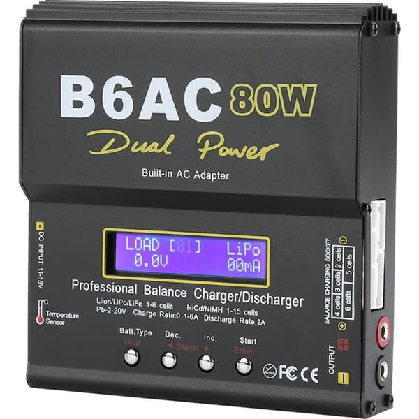80W LCD Oplader/Aflader til RC Li-ion, Li-po, NiCd, NiMH Batterier - Digital Balancering
