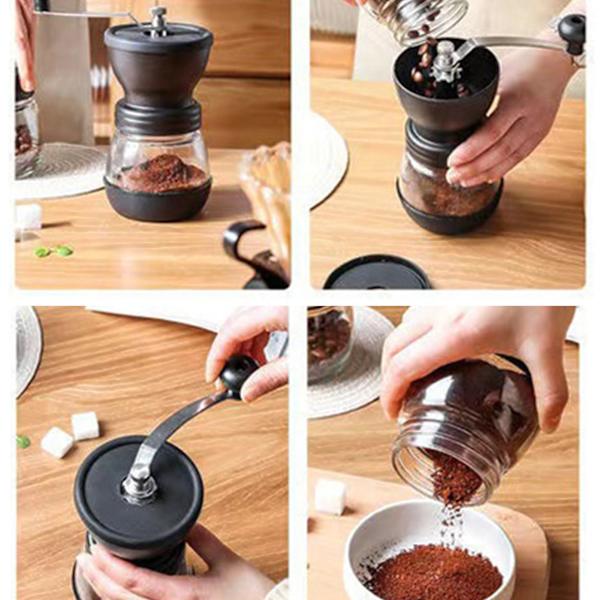 Manuell kaffebönskvarn med manuell justeringstank Liten handkaffemaskin