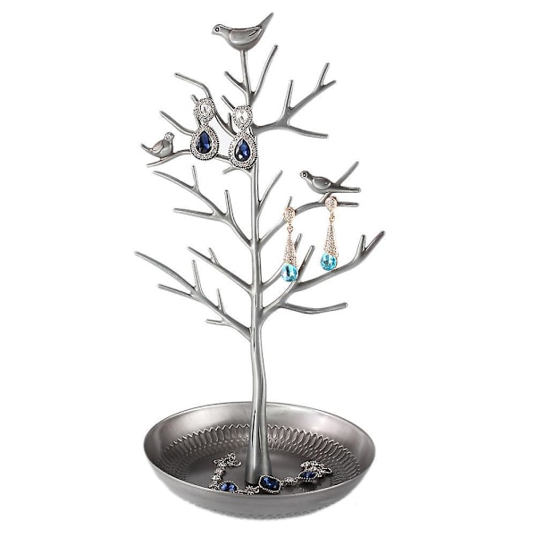 Smyckeskrin Klocka Örhängen Halsband Ställ Silver 31cm*15cm*2cM