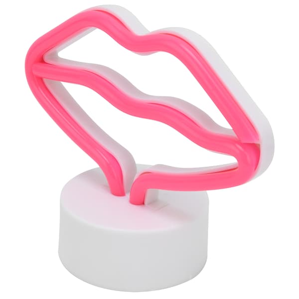 Läppformade LED Neon Skyltar med Ställ USB-driven Neonlampa för Babyrum Party