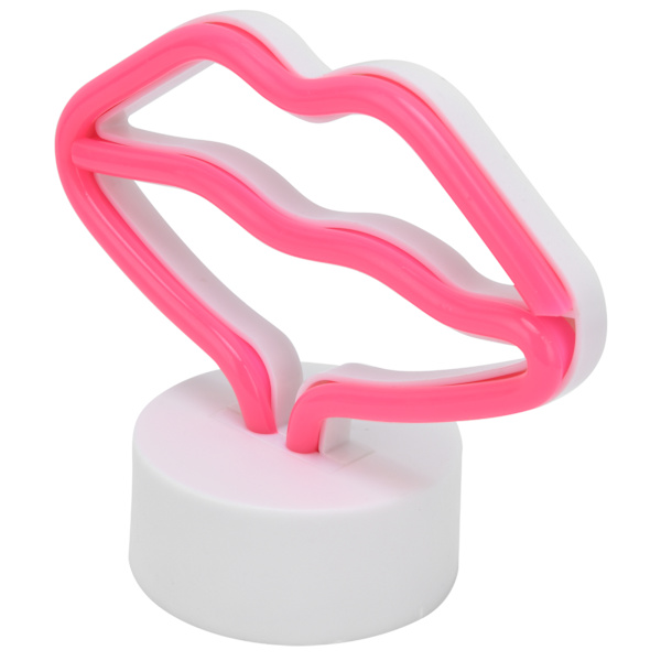 Läppformade LED-neonskyltar med stativ USB driven neonljuslampa för baby