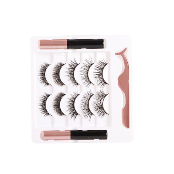 5 par magnetiska eyeliner fransar kit återanvändbara 3D vattentäta lätta latexfria magnetism fransar med applikator