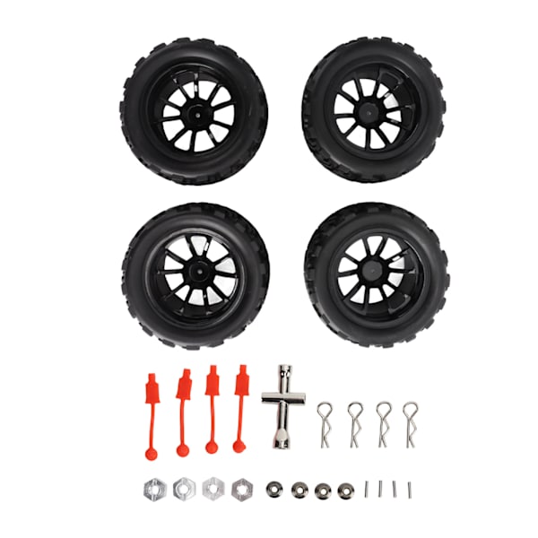 4 kpl RC-auton renkaat Kumista Musta RC-renkaat ja vanteet Sarja TRAXXAS SLASH RC Short Course Truck 1/10
