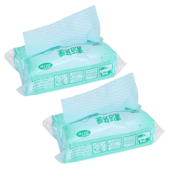 2-pack engångsduk i non-woven för disk, köksrengöring, torkduk (grön)