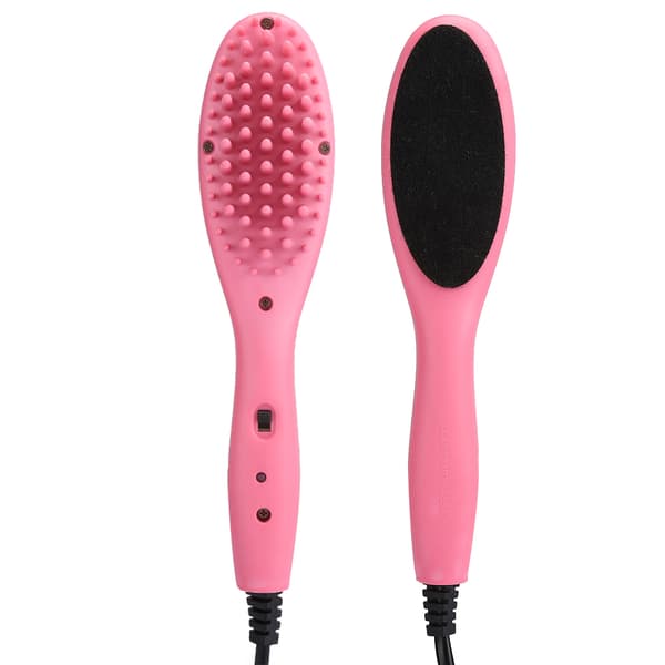 Mini elektrisk hårbørste, rask oppvarming, hårkam, rettetang, rosa EU-plugg 220V