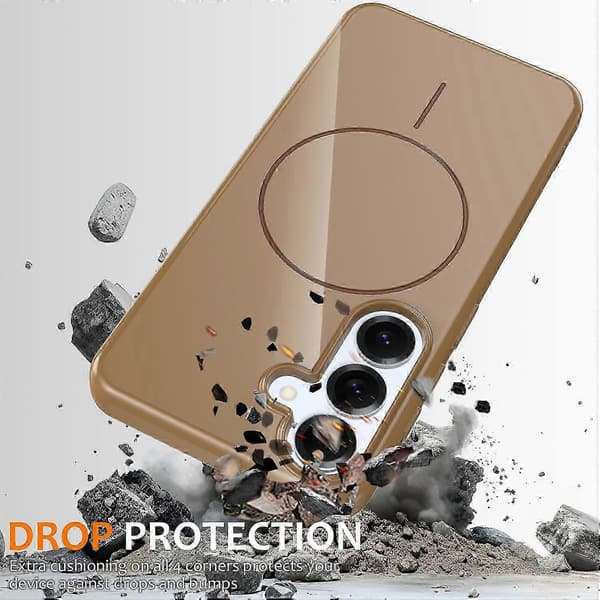 Magnetic Phone Case with MagSafe Compatibility, TPU Cover for Galaxy S25 FE, Includes Lanyard Gold