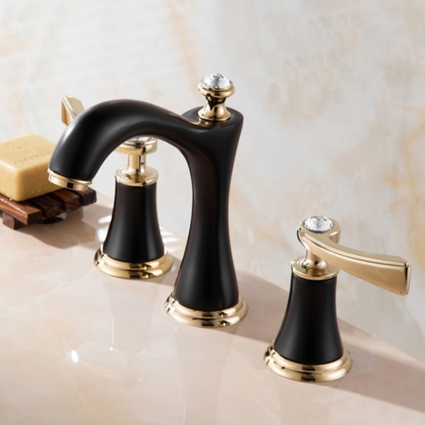 Håndvask Armatur Kobber Badeværelsesskab Split vandhane Titanium armatur (sort guld)