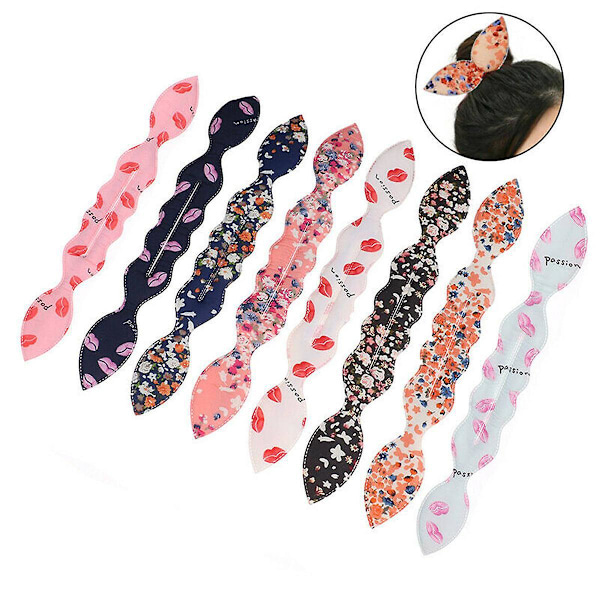 Hårbulle-set - 8 stycken, Magisk svamp, Kaninöron-design, Skumdonut, Slumpmässig färg