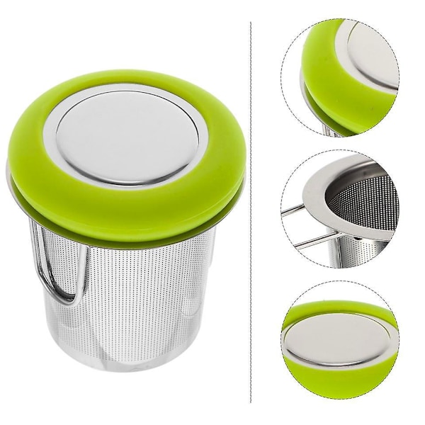 Sammenklappelig Teinfuser i Rustfrit Stål med Fint Masket Filter til Løse Blade Te og Kaffe Grøn Farve