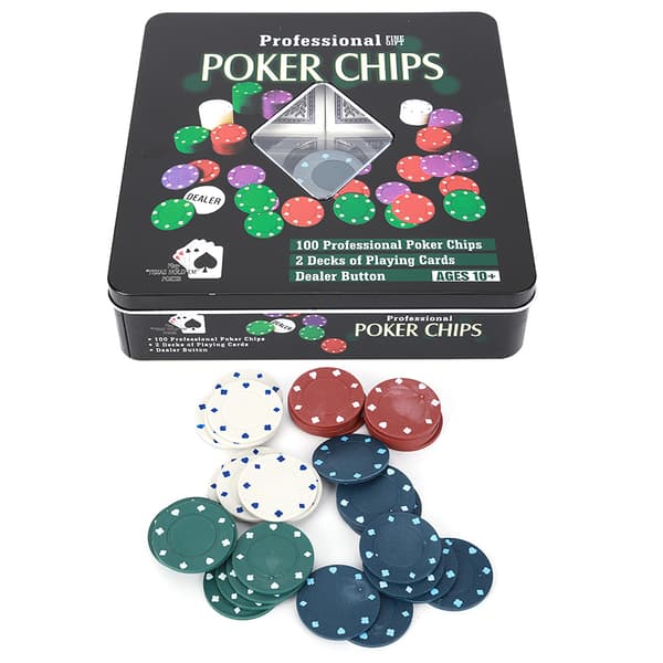 100 stk. pokerchips med bærbar bæretaske til Texas Holdem Black Jack
