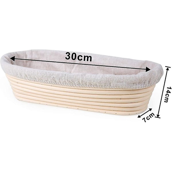 Banneton Oval, Brotform med linnefoder, brödjäsningskorg, upp till 0,7 kg deg, 30 x 14 x 7 cm