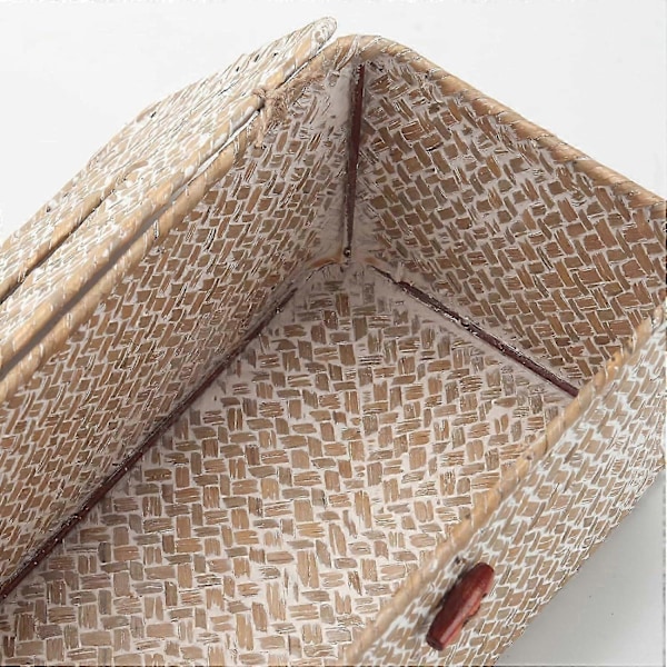 Sjögräs Tissue Box Omslag Rektangulär Servetthållare Dekorativ för Badrum (Vitkalkad, 25,4 x 14 x 10,7 cm)_SZXM