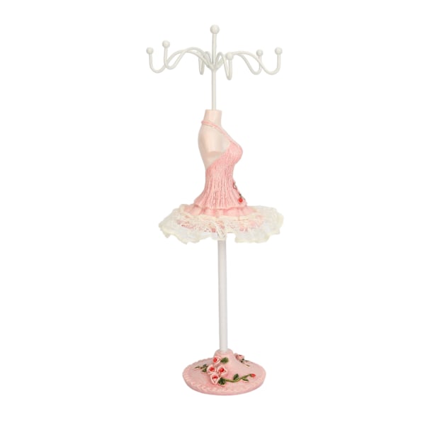 Örhängen Halsband Prinsessklänning Stativ Display Resin Mänsklig Modell Smyckesorganisatör Rosa