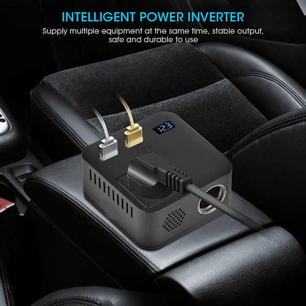 150W Bilomvandlare Spänningsomvandlare Transformator QC3.0 USB-laddare 12V till 220V